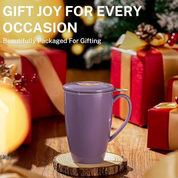 Sweese Porcelain Tea Mug with Infuser & Lid - 15 oz. - purple - Picture 6 of 13